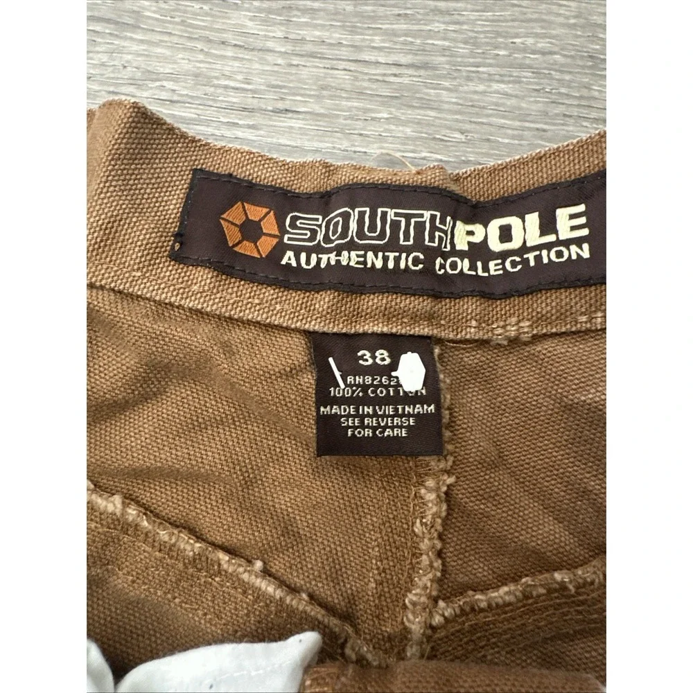 Vintage Southpole Baggy Carpenter Wide Leg Pants 38x29 Brown Grunge Y2K